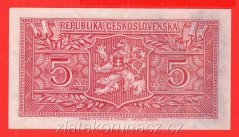 5 Kčs b.l. 1945 UZ perf.