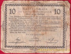 Niederösterreich - 10 haléřů - 1920 - černá