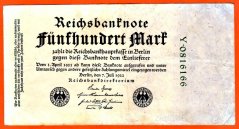 Německo - 500 mark 7.7.1922 - série Y - zel.7 m.č.