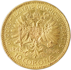 Zlatá mince Rakousko - Uhersko - 10 Koruna 1908 Jubilejní