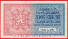 1 koruna b.l.1938/1940 A 002 - ruční přetisk