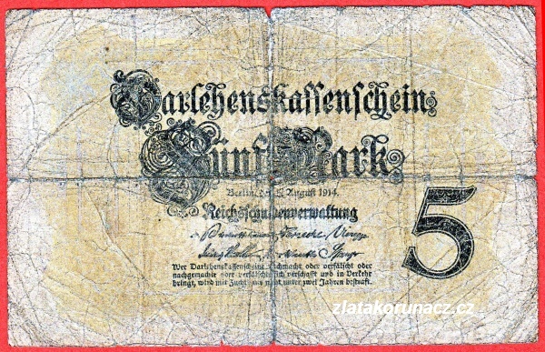 Německo - 5 mark 5.8.1914 - série G