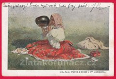 Dívka v kroji se džbánkem