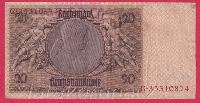 Německo - 20 Reichsmark 22.1.1929 - série G-B - 8 m.č.