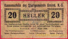 Gmünd - 20 haléřů - 1920