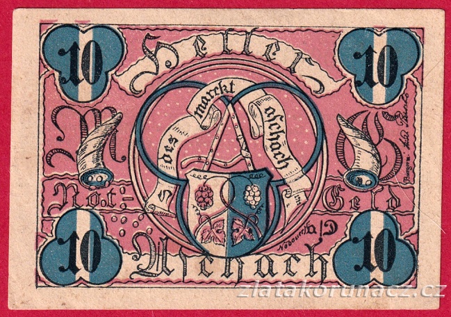 Aschach - 10 haléřů - 1920 - modrá