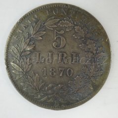 Vatikán - 5 lire 1870 B