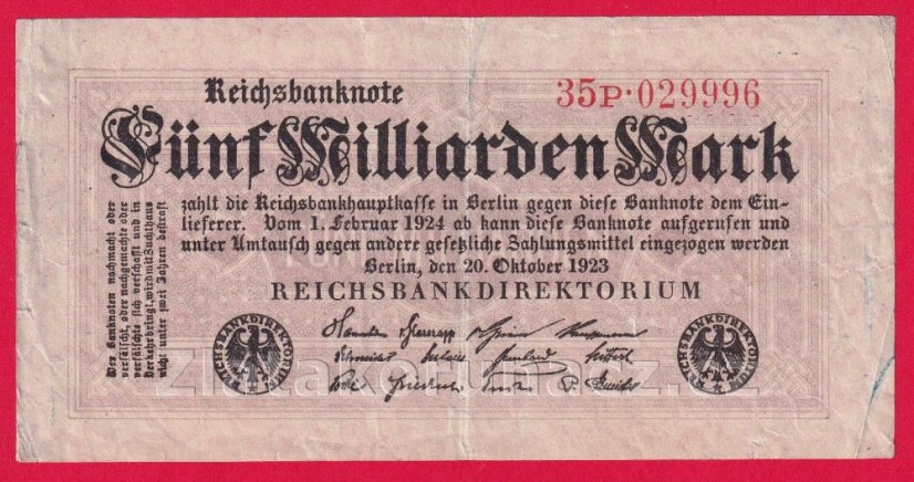 Německo - 5 Milliarden mark 20.10.1923 - série 35P