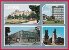 Levice - hotel Rozkvět, náměstí, pomník