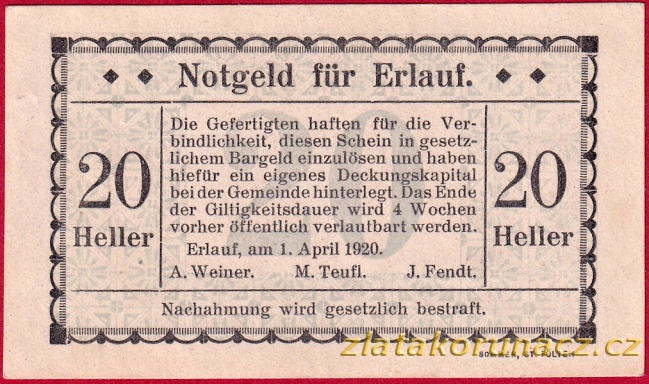 Erlauf - 20 haléřů - 1920 Erlauf - 20 haléřů - 1920