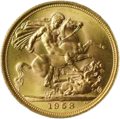 Zlatá mince Anglie - 1 Sovereign 1958
