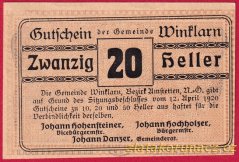 Winklarn - 20 haléřů - 1920