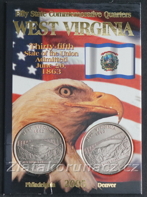 Sada dvou mincí - USA - 1/4 dollar 2005 West Virginia