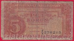 5 Kčs b.l. 1945 TV