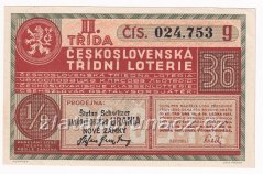 Los - 15 kč - 36. Československá třídní loterie II. - G r.1937