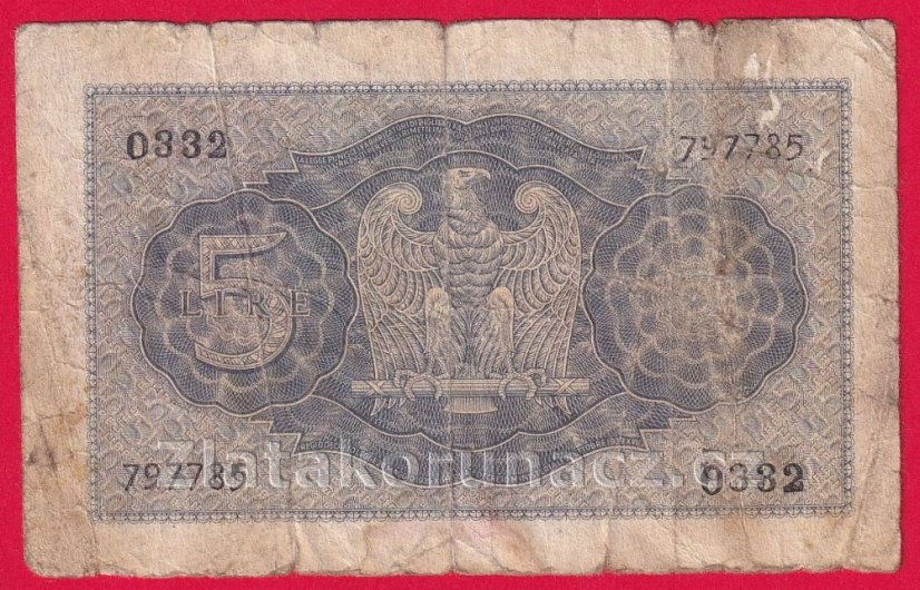 Itálie - 5 lire 1944