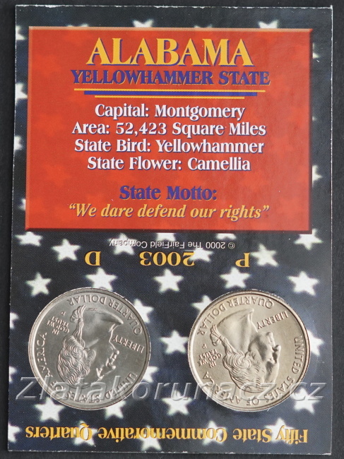 Sada dvou mincí - USA - 1/4 dollar 2003 Alabama
