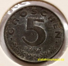 Rakousko - 5 groschen 1963