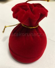 Sametová krabička ve tvaru měšce - Červená