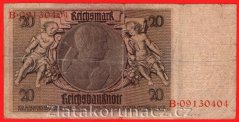 Německo - 20 Reichsmark 22.1.1929 - série B-L- 8 m.č.
