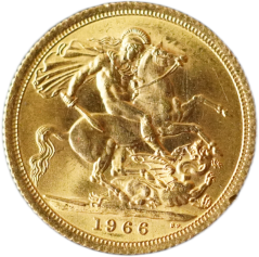 Zlatá mince Anglie - 1 Sovereign 1966