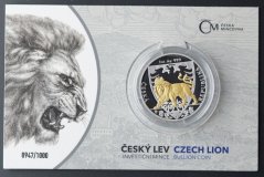 Stříbrná uncová investiční mince Český lev 2020 - Selektivní pozlacení - Číslováno