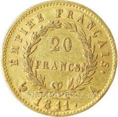 Zlatá mince - Francie 20 Frank 1811
