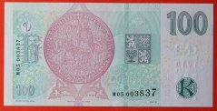 Česká republika - 100 korun 2018 s přítiskem M05