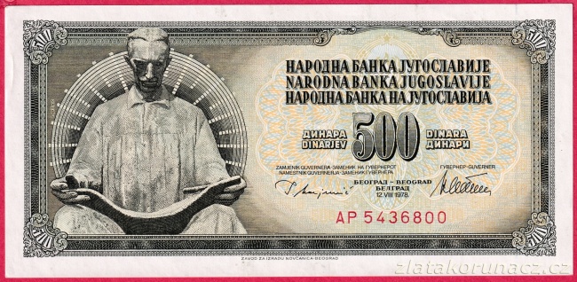 Jugoslávie - 500 dinara 1978