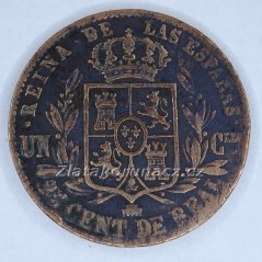 Španělsko - 25 centimos 1855