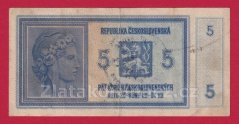 5 korun b.l.1938/1940 A 021 - ruční přetisk