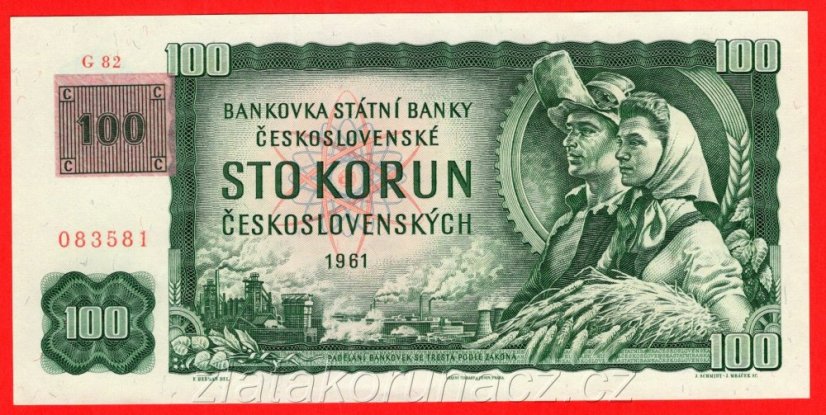 Česká republika - 100 korun 1961 kolek G 82