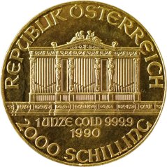Zlatá mince Rakouska - 1 Oz Philharmoniker 1990