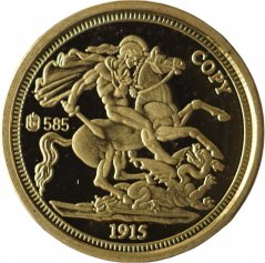Zlatá medaile - Anglie - Sovereign 1915 Zmenšenina