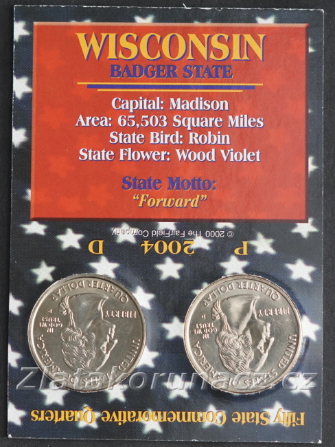 Sada dvou mincí - USA - 1/4 dollar 2004 Wisconsin