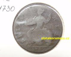 Anglie - 1/2 penny 1730