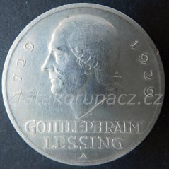 Německo - Výmar - 3 marka 1929 A- Lessing