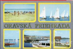 Orava - Oravská priehrada - camp, lidé na pláži, lodě