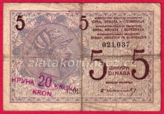 Jugoslávie - 20 kronen - 5 dinara 1919