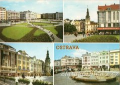 Ostrava - náměstí Lidových milicí, chodníky, fontána