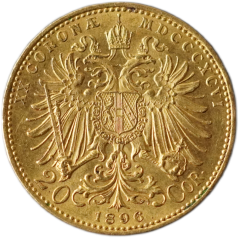 Zlatá mince Rakousko - Uhersko - 20 Koruna 1896