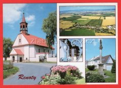 Renoty - kostel, pomník, celkový pohled