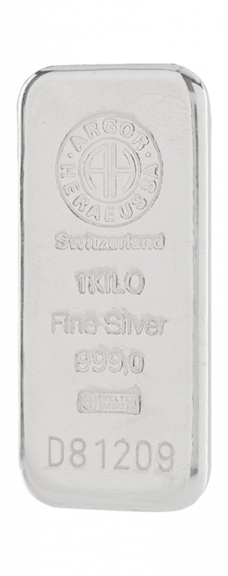 1000g (1Kg) Stříbrný investiční slitek - Argor Heraeus