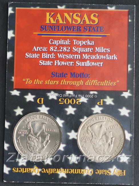 Sada dvou mincí - USA - 1/4 dollar 2005 Kansas