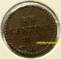 Francie - 1 centime 1851 A