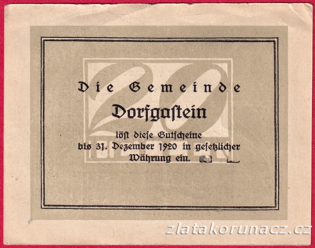 Dorfgastein - 20 haléřů - 1920