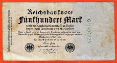 Německo - 500 mark 7.7.1922 - série G - zel.7 m.č.
