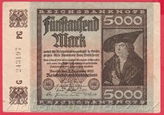 Německo - 5000 mark 2.12.1922 - série G-PG