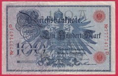 Německo - 100 mark 7.2.1908 - série D-červená
