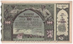 Los - 100 Kč - Státní prémiový los D - r.1921